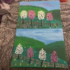 Hand Painted Spring Time Scene